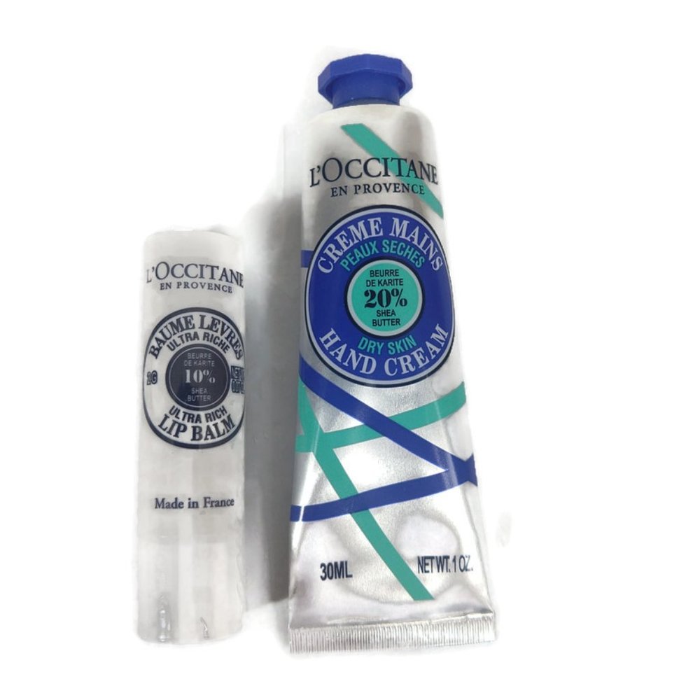 L'Occitane Ultra Rich Lip Balm & Dry Skin shea Hand cream 30ML/2G X 2 New